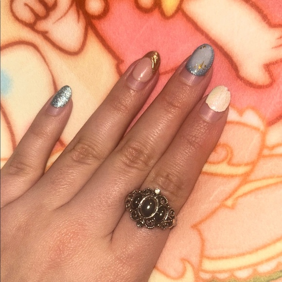 1972 Midnight Splendor Victorian Avon triple hematite Statement ring - Picture 4 of 8